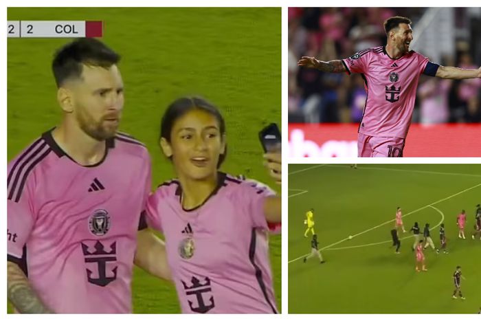 Messi takes selfie with a young girl