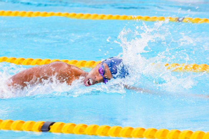 A swimmer in action