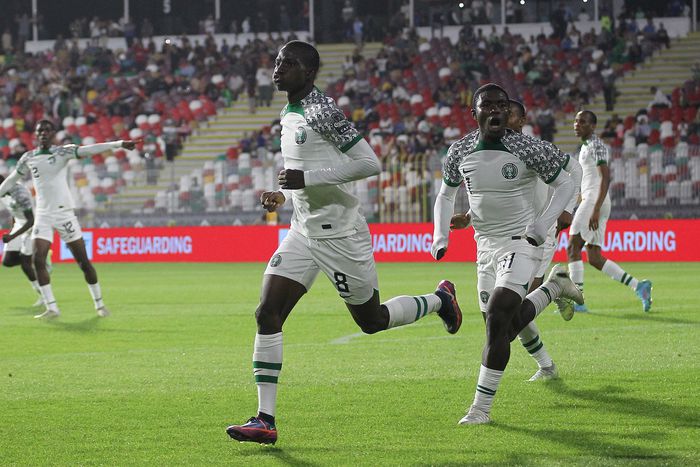 Nigeria's hero vs South Africa Abdullahi celebrates his winning goal.