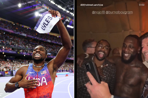 Noah Lyles: World's fastest man links up with Nigerian star musician Burna Boy at 2025 Met Gala after party