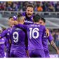 Fiorentina players celebrate their win against Basel