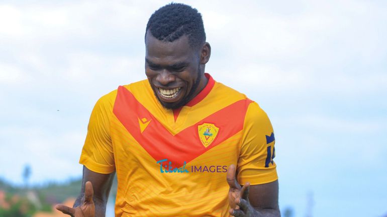 Ismail Ouro-Agoro of St George celebratyes after scoring.