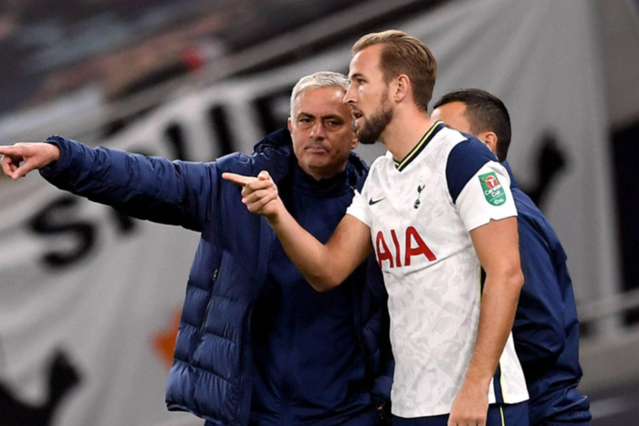 Harry Kane and Jose Mourinho File Photo File photo dated 29-09-2020 of Tottenham Hotspur s Harry Kane and manager Jose Mourinho during the Carabao Cup fourth round match at the Tottenham Hotspur Stadium || Image credit: Imago
