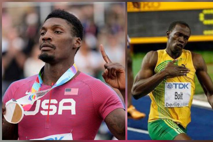 Fred Kerley and Usain Bolt.