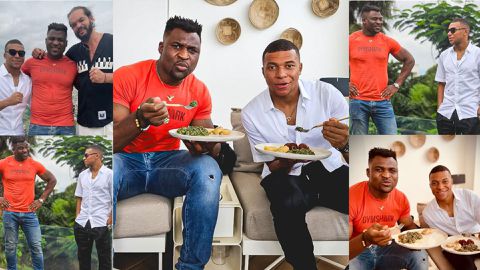 Kylian Mbappe enjoys 'local' Cameroonian dish Ndole with Francis Ngannou