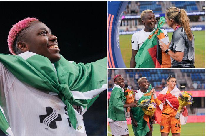 Oshoala and Racheal during the sendoff.