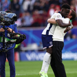England vs Switzerland Bukayo Saka and Gareth Southgate head coach of England celebrates at the end of the UEFA EURO, EM, Europameisterschaft || Image credit: Imago