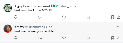 See what Nigerians are saying about Ademola Lookman and Ballon d'Or after his brace for the Super Eagles of Nigeria in a 3-0 win against Benin Republic