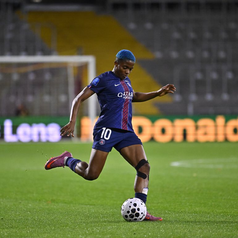 Super Falcons Captain Rasheedat Ajibade in action for PSG.