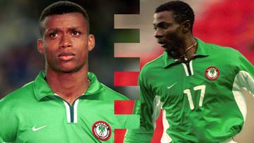 Super Eagles celebrate Aghahowa AFCON 2000 quarterfinal heroics against Senegal