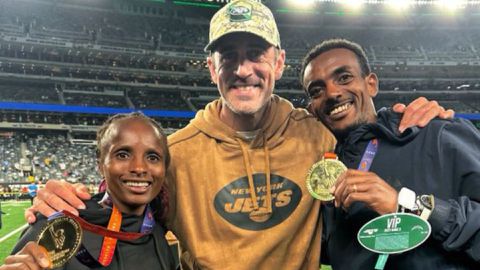 Hellen Obiri leaves NFL star Aaron Rodgers dumbfounded after marathon exploits [VIDEO]