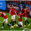 Manchester United celebrate the win against Chelsea