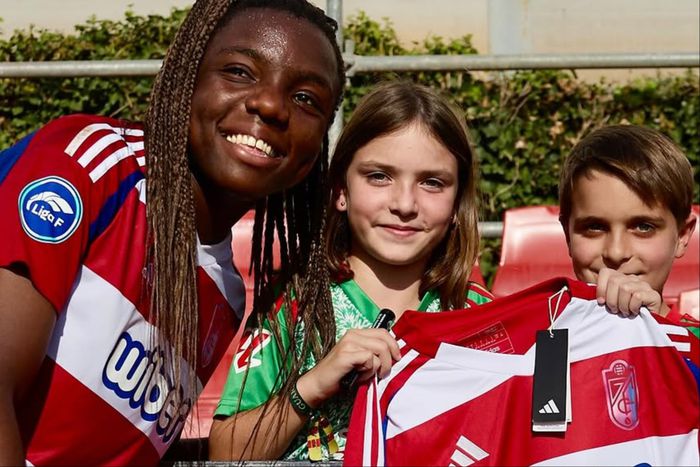 Super Falcons star Edna Imade scores for Granada in a 5-0 win against Deportivo.