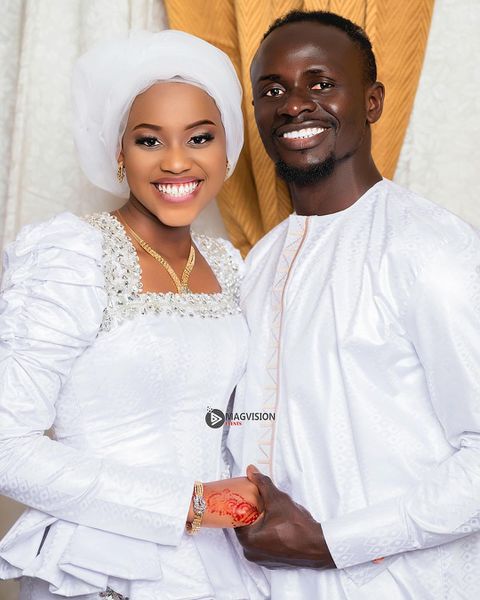 Sadio Mane and his newly wedded wife Aisha Tamba