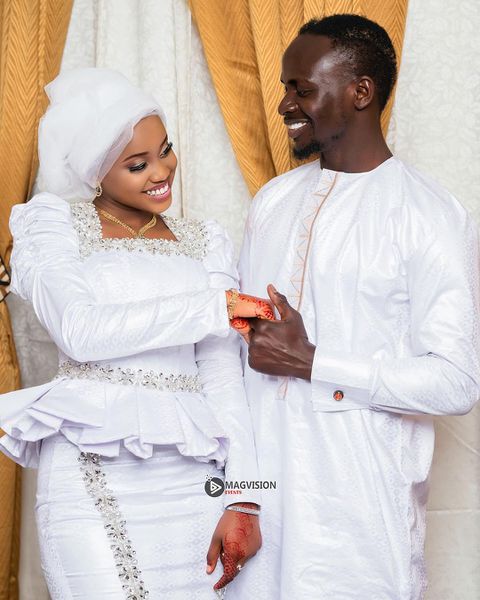 Sadio Mane and his newly wedded wife Aisha Tamba