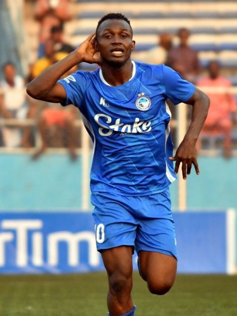 Akanni Elijah celebrates the decisive second goal for Enyimba.