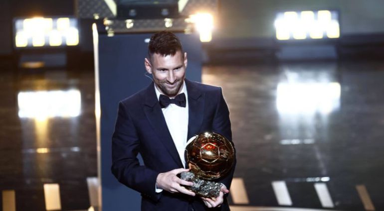 Lionel Messi with the Ballon d'Or || Image credit: Imago
