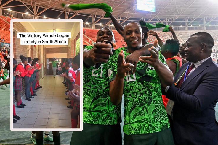 AFCON 2023: South African students mount guard of honor to Nigerian teacher following AFCON semis victory [VIDEO]