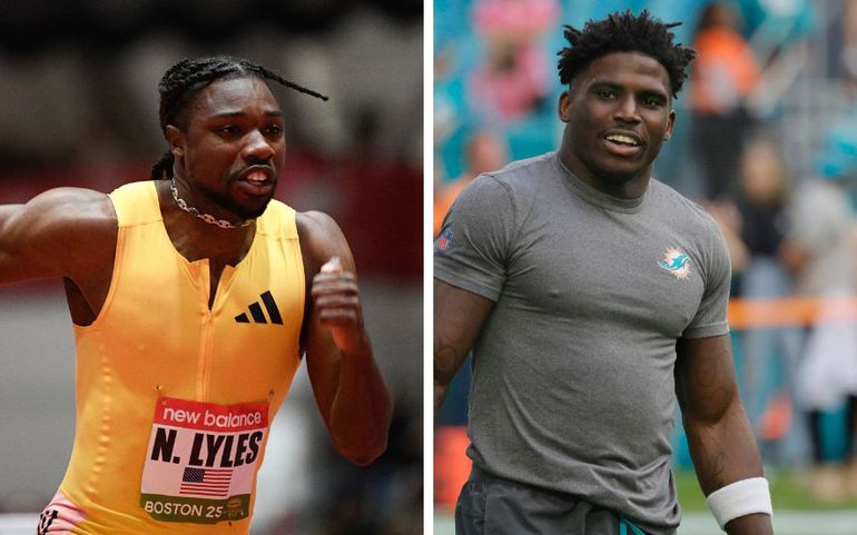 Noah Lyles and Tyreek Hill race