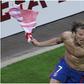 Diego Forlan and Kun Aguero celebrate for Atletico Madrid.