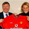 Sir Alex Ferguson (left) and Diego Forlan in 2002.