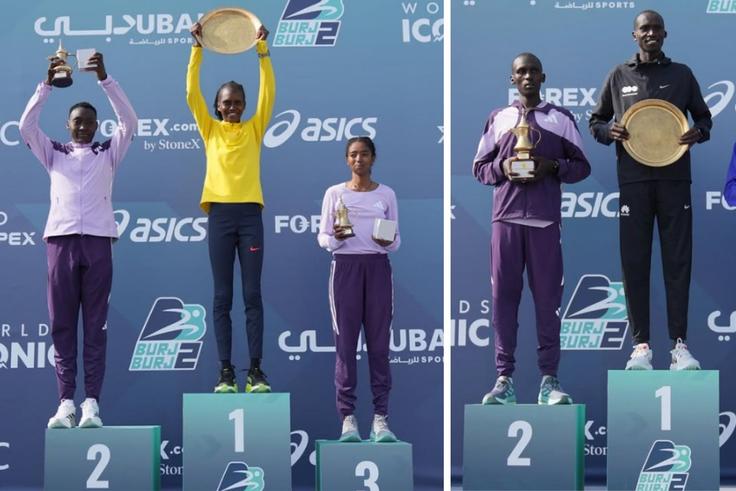 Irene Cheptai Leads Kenyan 1-2 in Dubai as Uganda’s Joshua Cheptegei Spoils Men’s Party