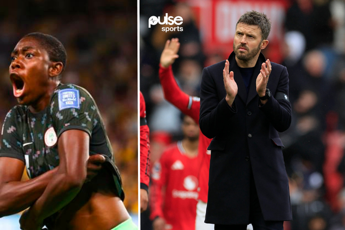 Super Falcons legend Asisat Oshoala and Manchester United manager Michael Carrick | Imago