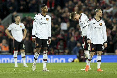 Marcus Rashford looking dejected during the loss against Liverpool