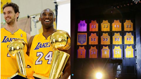 Gasol remembers Kobe at Lakers jersey retirement