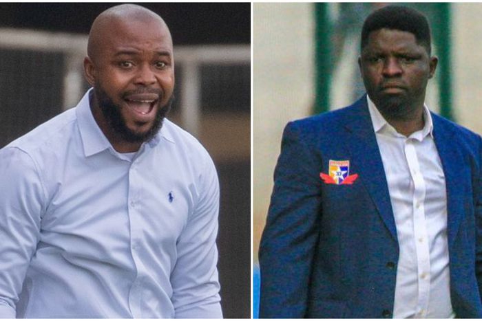 Sporting Lagos manager, Paul Offor, and Remo Stars' Daniel Ogunmodede