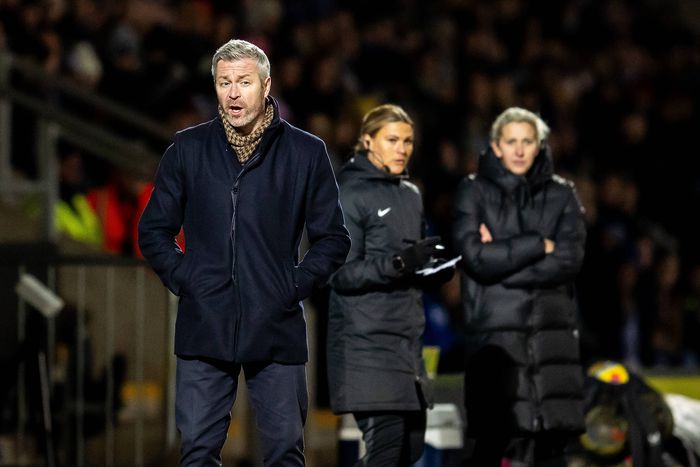 Leicester City Women Manager Willie Kirk during the FA Women s Super League match between Leicester CIty Women and Aston Villa Women at the King Power Stadium || Image credit: Imago
