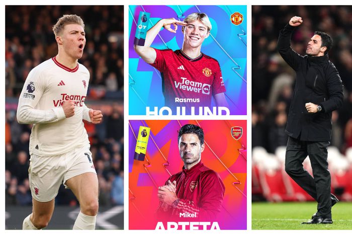 Rasmus Hojlund and Arteta wins February award