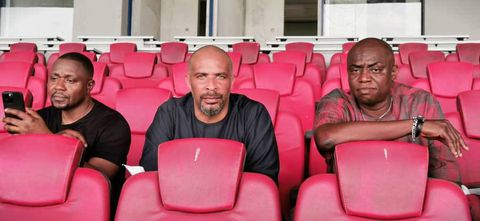 Eric Chelle (middle) in Port Harcourt. (Photo Credit: Mike the Pundit)