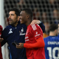 Ola Aina of Nottingham Forest, Rui Pedro Silva, Nottingham Forest assistant manager, and Callum Hudson-Odoi of Nottingham Forest celebrate victory || Image credit: Imago
