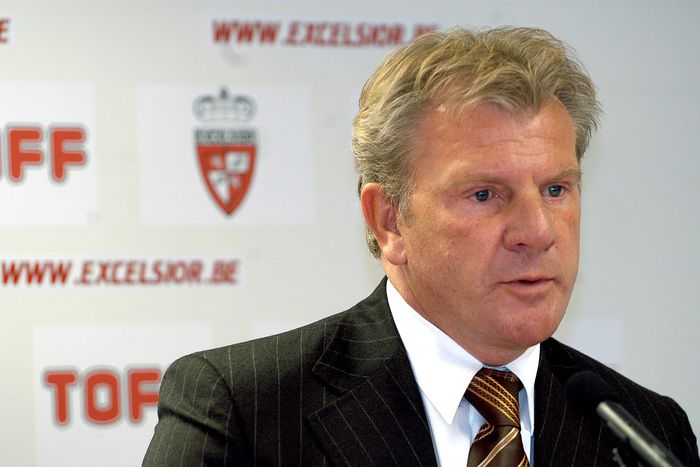 Paul Put speaks at a news conference duirng his official presentation as new coach of Belgian first league soccer team Excelsior Mouscron,