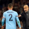 Manchester City right-back Kyle Walker with manager Pep Guardiola