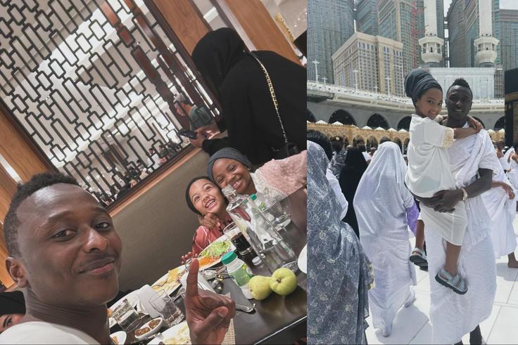 Super Eagles star Sadiq Umar shows off his visit to Mecca with his daughter.
