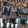 Tosin Adarabioyo of Fulham speaks with Calvin Bassey of Fulham and Alex Iwobi of Fulham, during the Premier League match Wolverhampton Wanderers vs Fulham || Image credit: Imago