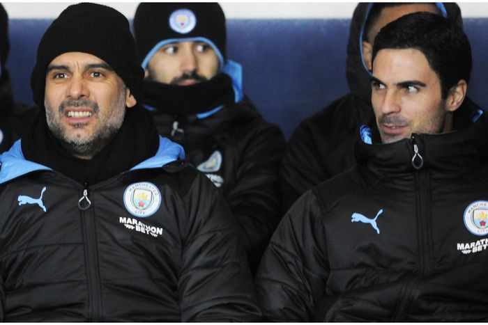 Pep Guardiola and Mikel Arteta during their time together at  Manchester City.