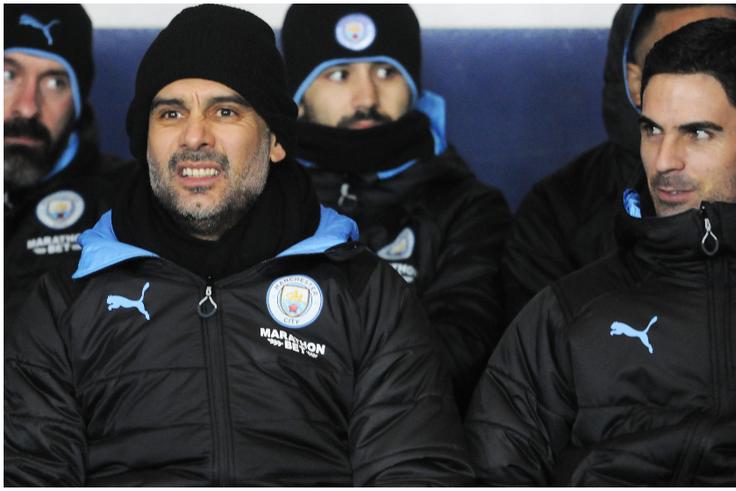 Pep Guardiola and Mikel Arteta during their time together at Premier League champions Manchester City.