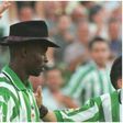 New Super Eagles coach Finidi George during his iconic celebration at LALIGA club Real Betis.