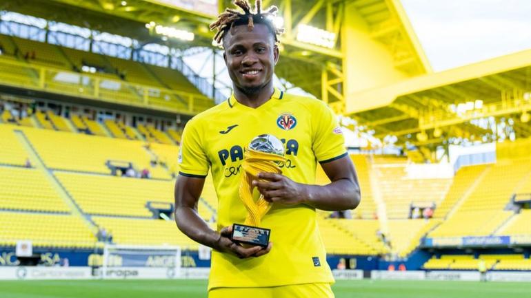 2023 African MVP winner, Samuel Chukwueze with the LaLiga award.