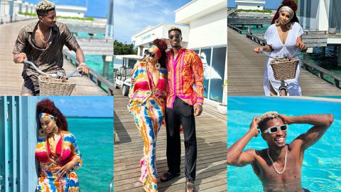 Super Eagles star Peter Olayinka takes Nollywood actress on vacation in Maldives to see Dolphins