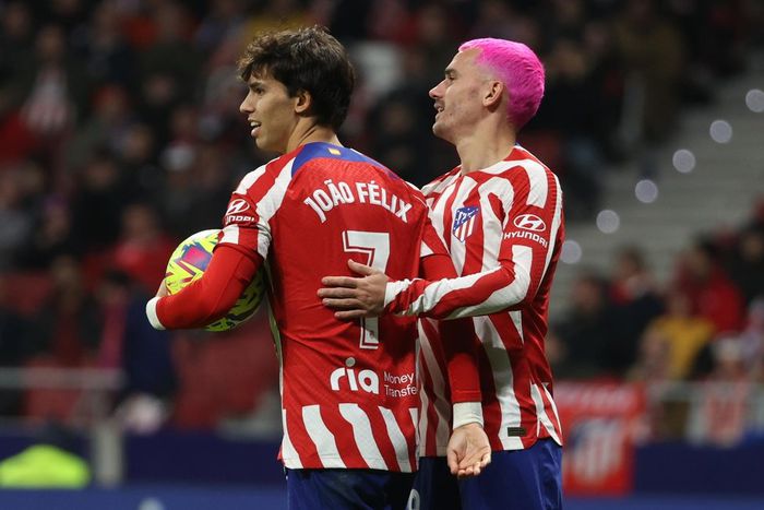 Atletico Madrid forwards Antoine Griezmann and Joao Felix