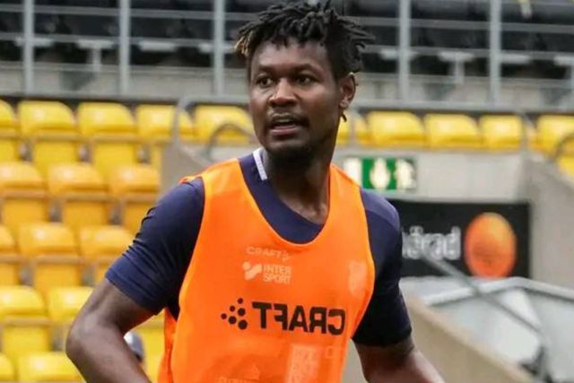 Henry Atola Meja during training at Norrby of Sweden.