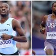 Letsile Tebogo (left) and Olympic champion Noah Lyles (right).