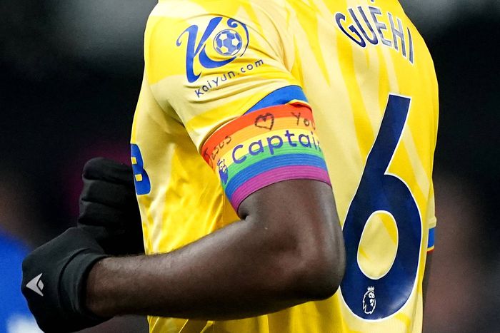 Marc Guehi wearing a modified Rainbow armband | Imago