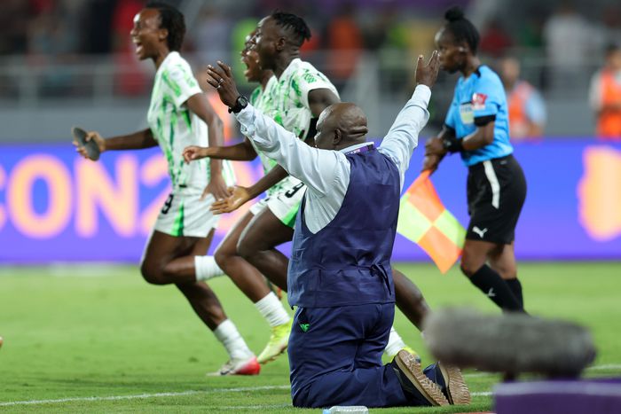 Madugu celebrates the historic 10th WAFCON title.