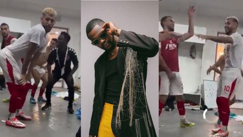 Kizz Daniel on the beat as Fleetwood United Nigerian coach and players vibe to Afrobeats jam