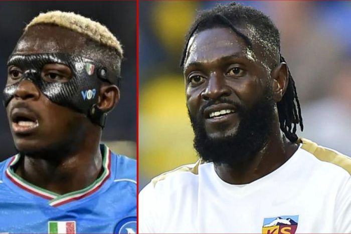 Napoli's Victor Osimhen and ex-Arsenal striker Emmanuel Sheyi Adebayor